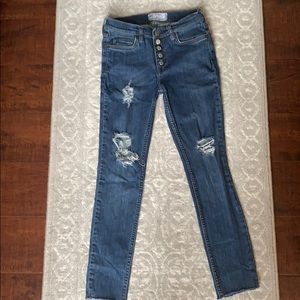 Free people distressed ankle button up skinny jean